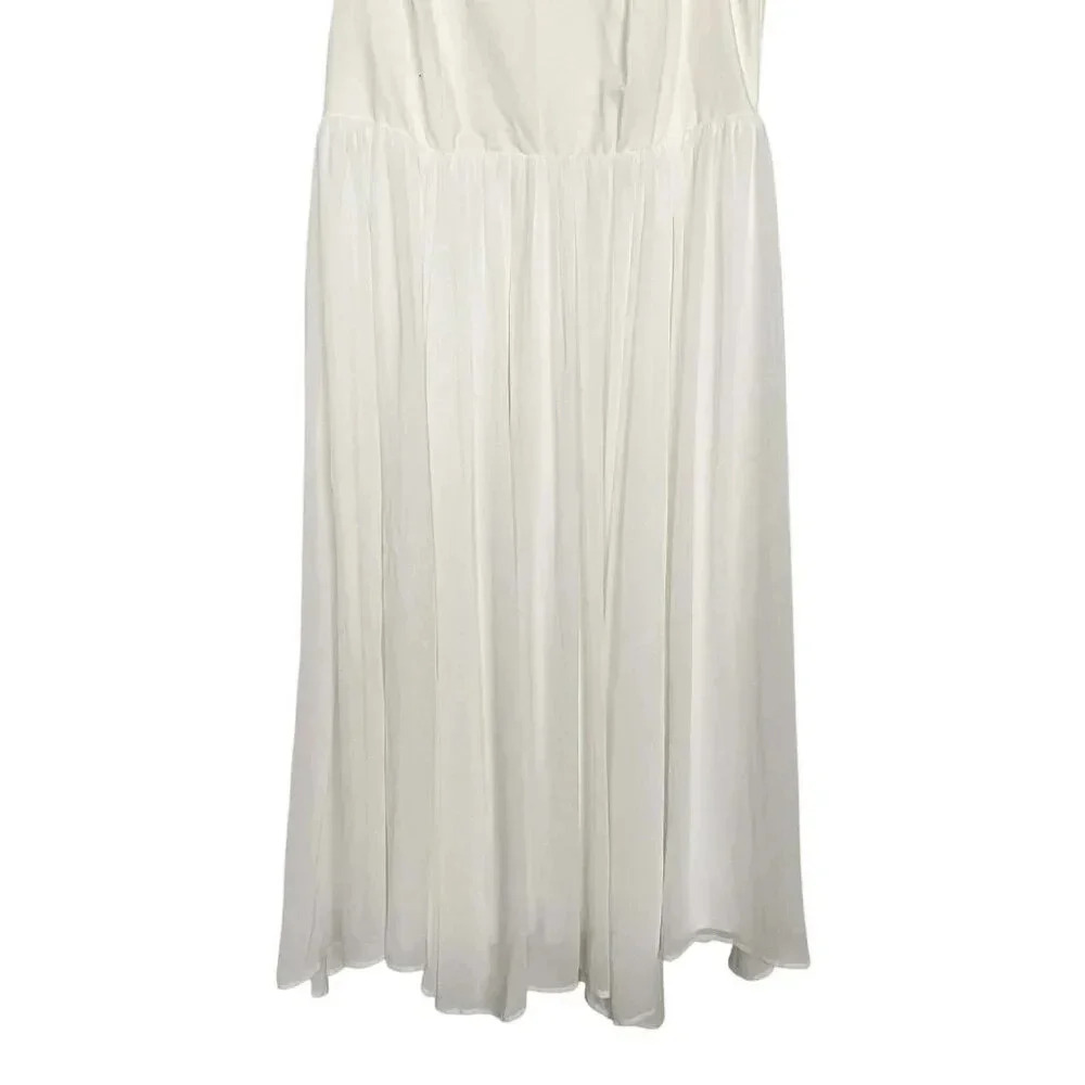 Torrid Chiffon Midi Dress Ivory Sleeveless V-Neck Wedding - Picture 5 of 9